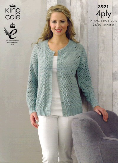 Häkeln & Stricken King Cole 3921 Lady's Cardigan & Top 4 Ply Knitting ...